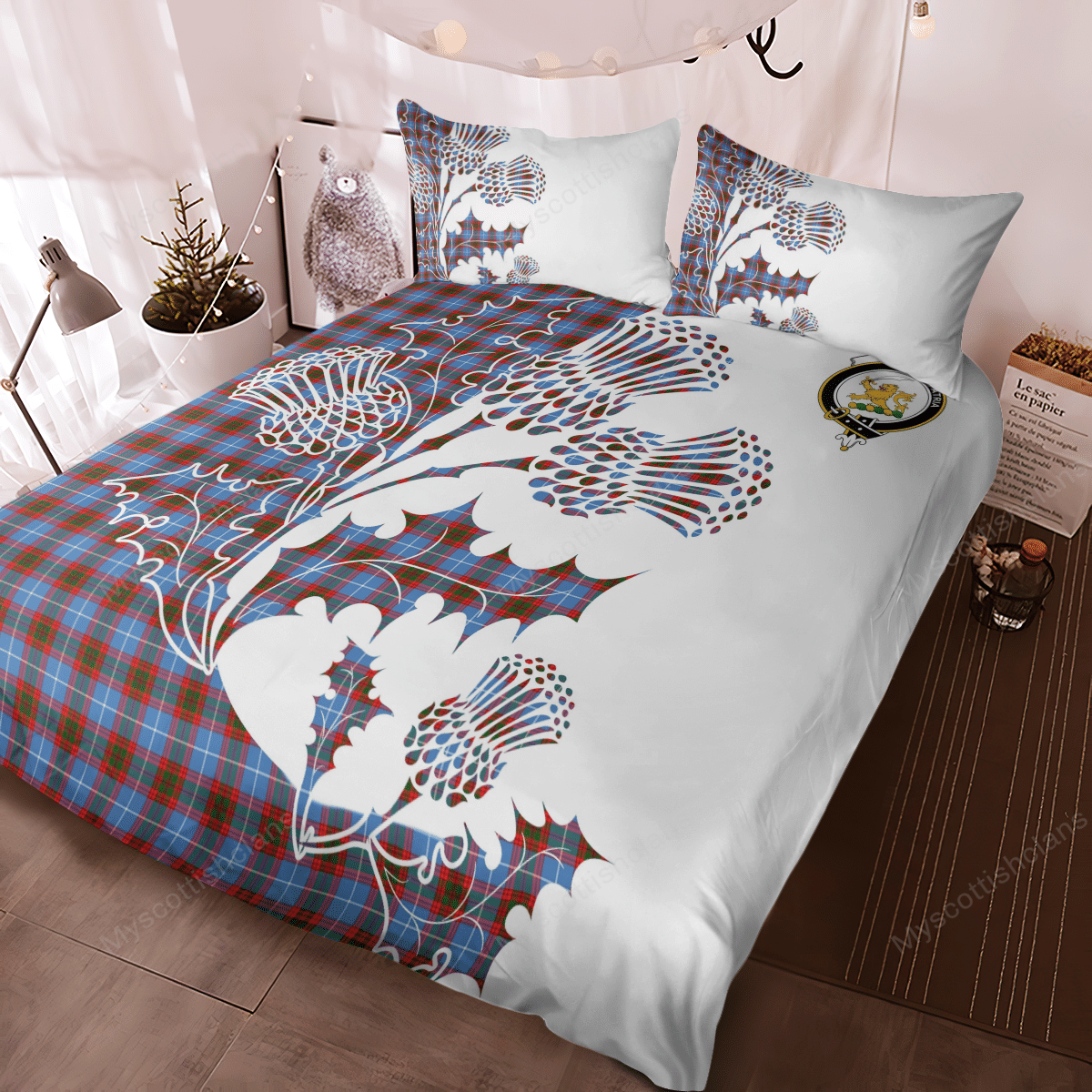 Newton Tartan Crest Bedding Set - Thistle Style