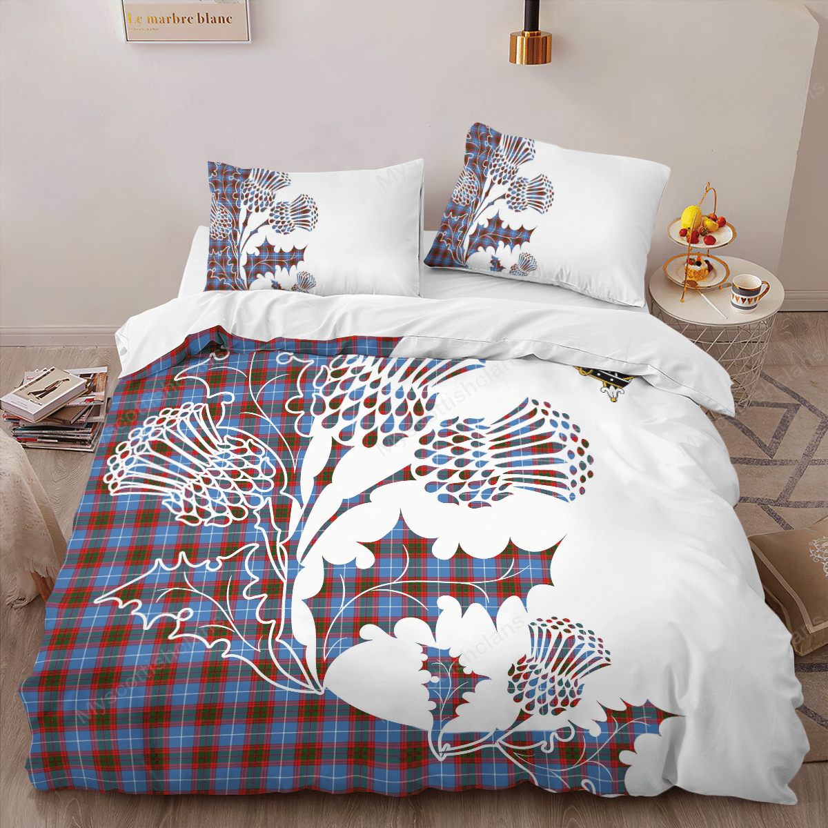 Preston Tartan Crest Bedding Set - Thistle Style