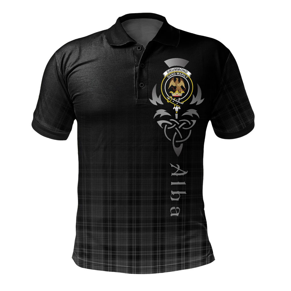 Drummond Grey Tartan Polo Shirt - Alba Celtic Style