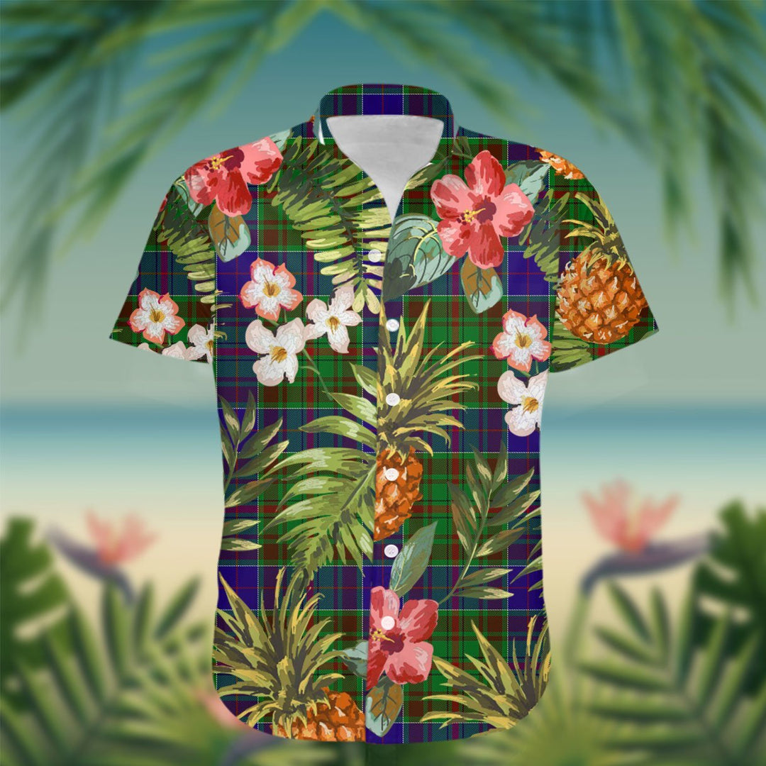 Adam Tartan Hawaiian Shirt Hibiscus, Coconut, Parrot, Pineapple - Tropical Garden Shirt