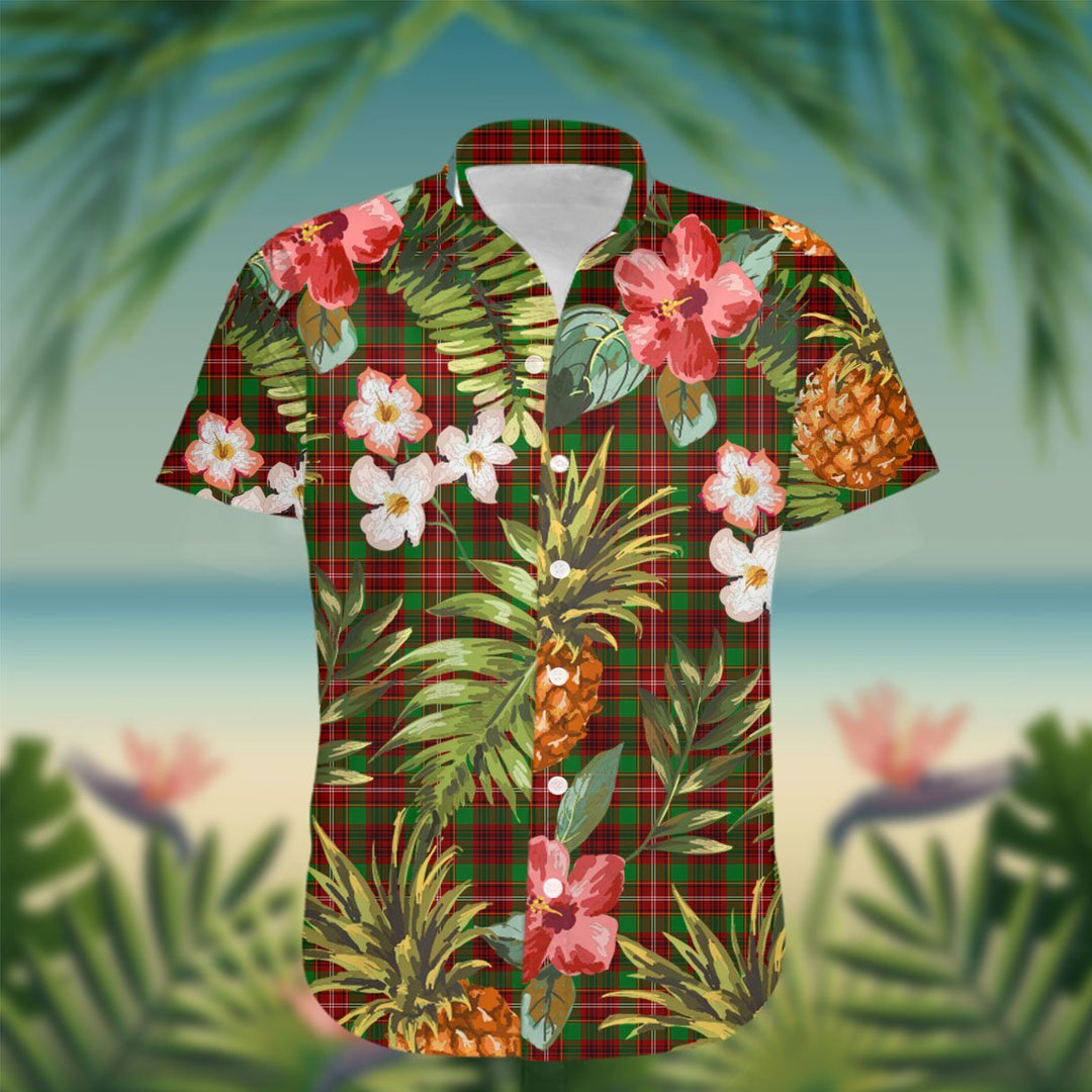 Ainslie Tartan Hawaiian Shirt Hibiscus, Coconut, Parrot, Pineapple - Tropical Garden Shirt