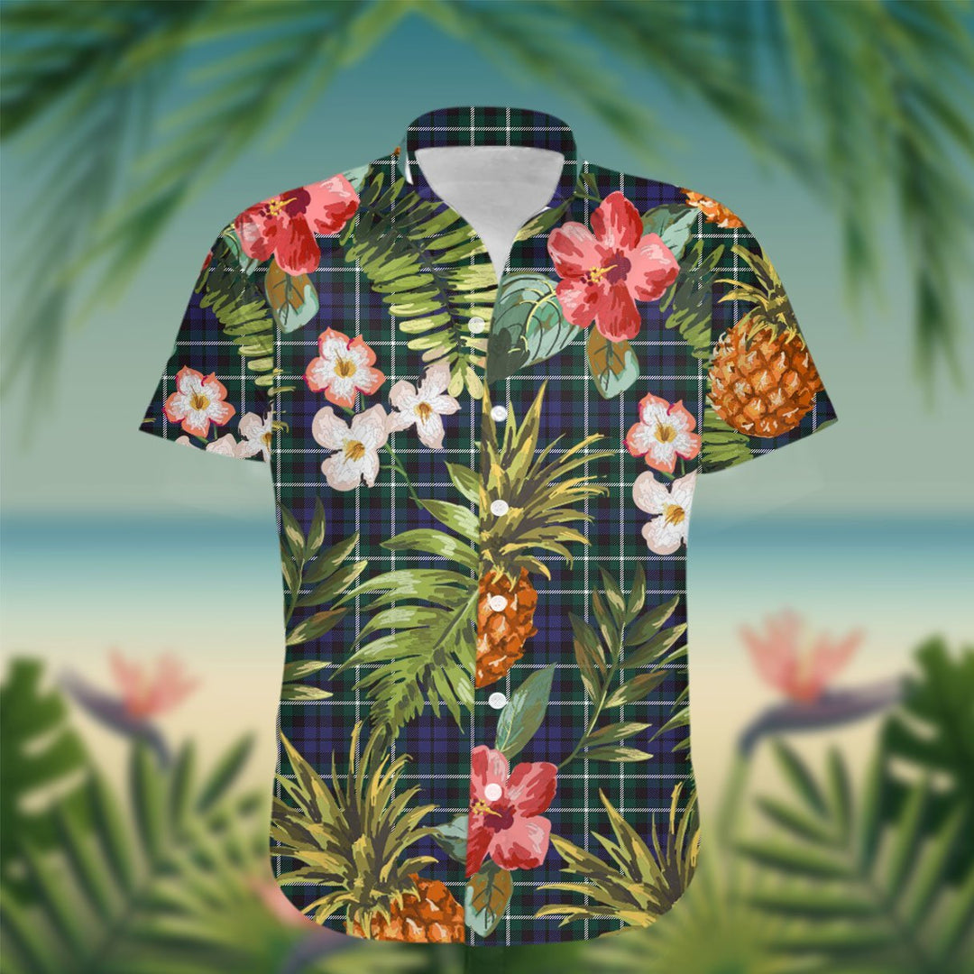 Allardice Tartan Hawaiian Shirt Hibiscus, Coconut, Parrot, Pineapple - Tropical Garden Shirt