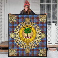 Anderson Modern Tartan Crest Premium Quilt - Gold Thistle Style