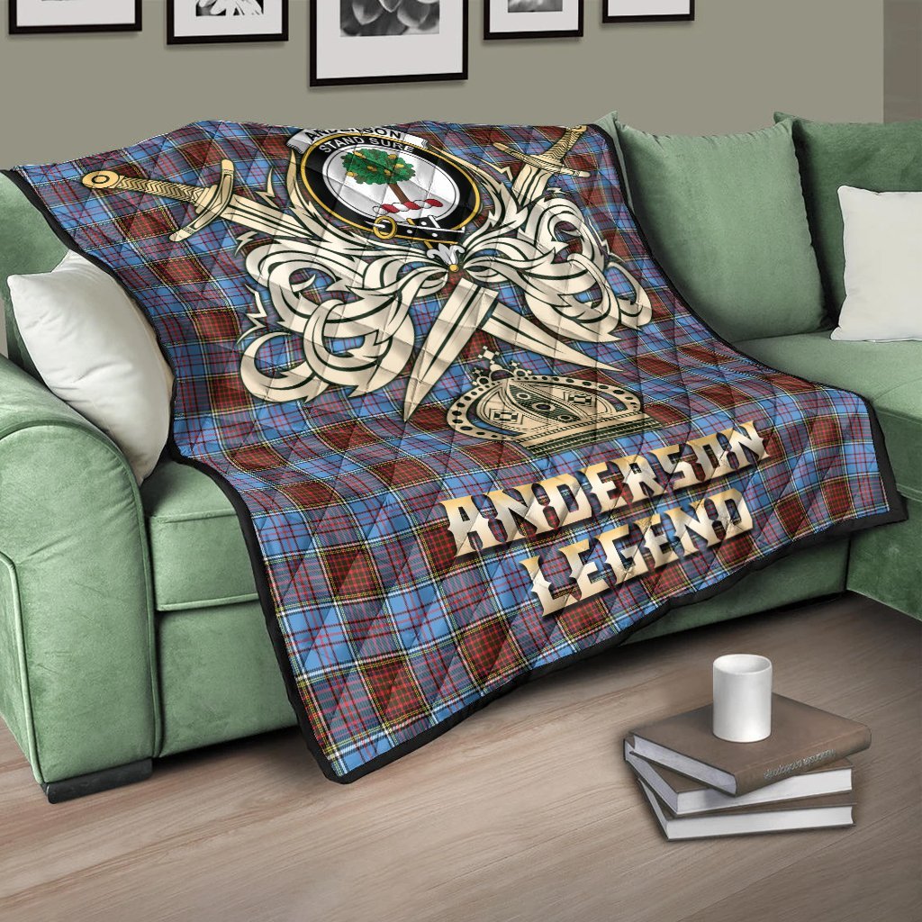 Anderson Modern Tartan Crest Legend Gold Royal Premium Quilt