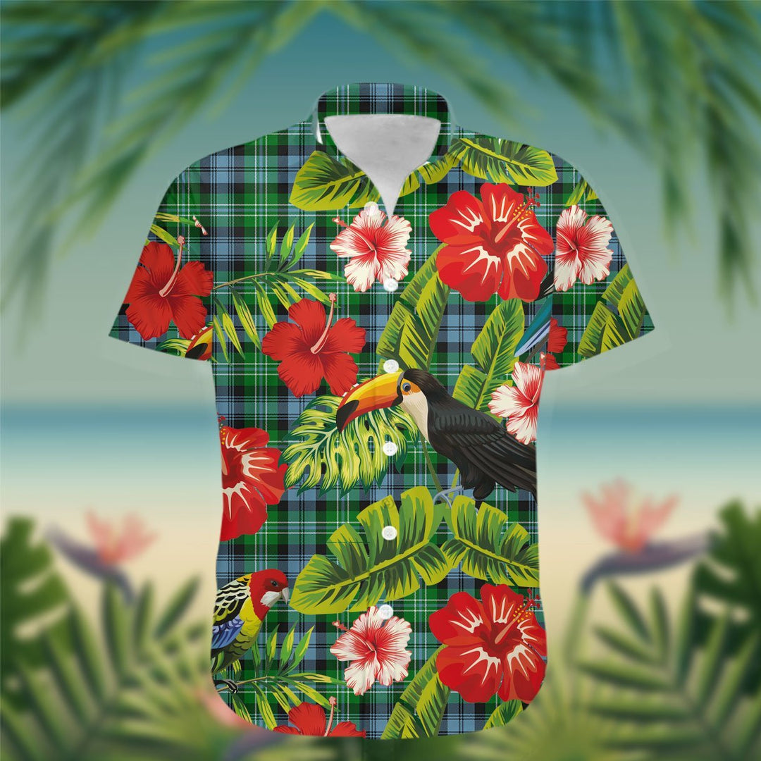 Arbuthnot Tartan Hawaiian Shirt Hibiscus, Coconut, Parrot, Pineapple - Tropical Garden Shirt