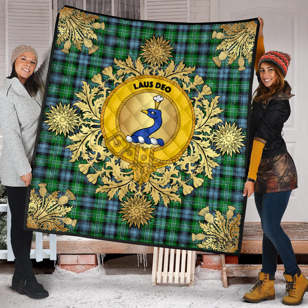 Arbuthnot Ancient Tartan Crest Premium Quilt - Gold Thistle Style