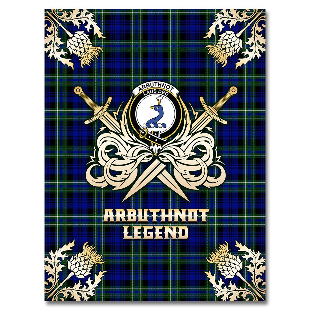 Arbuthnot Modern Tartan Gold Courage Symbol Blanket