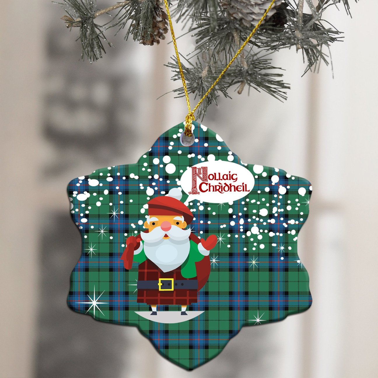 Armstrong Ancient Tartan Christmas Ceramic Ornament - Santa Style