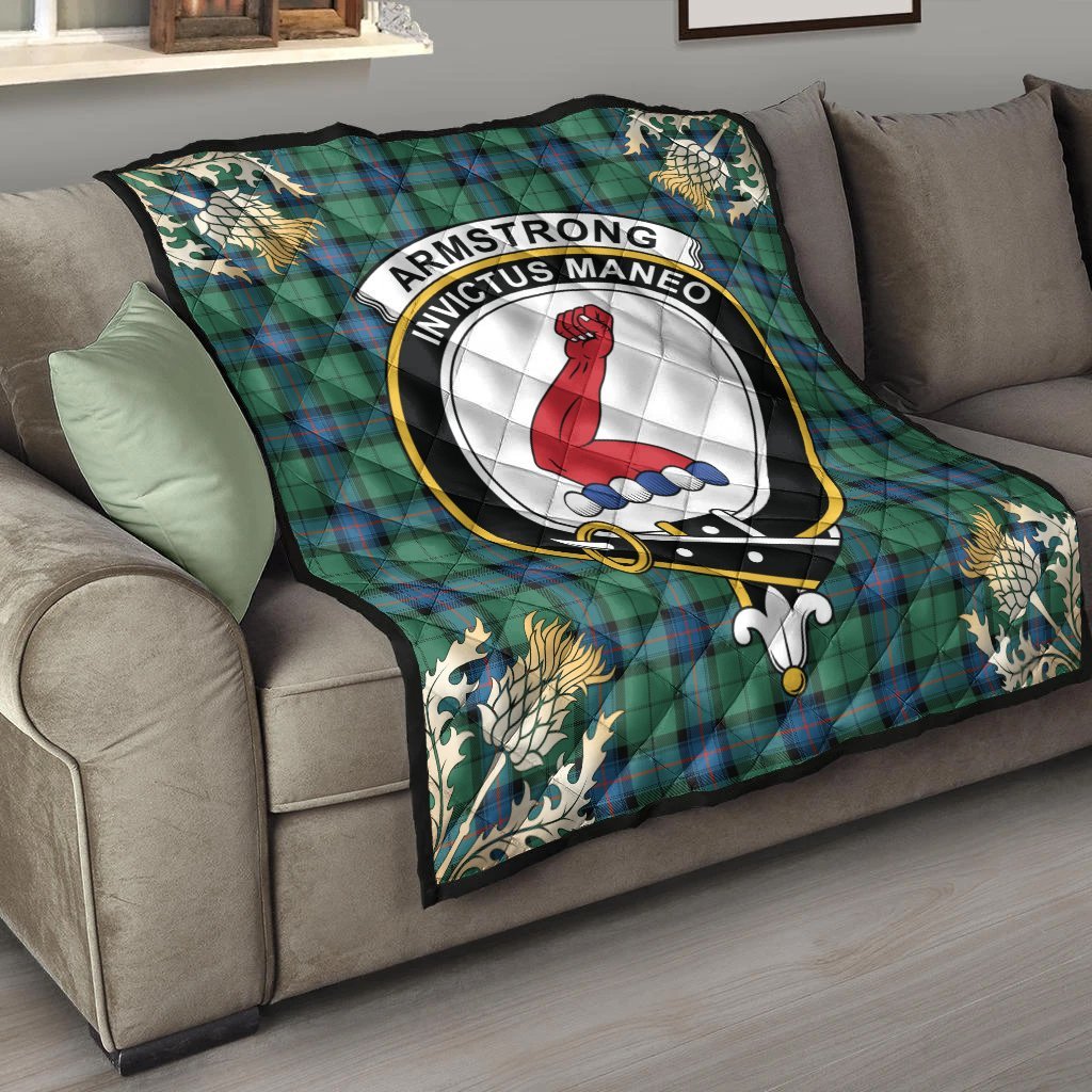 Armstrong Ancient Tartan Crest Premium Quilt - Gold Thistle Style