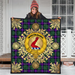 Armstrong Modern Tartan Crest Premium Quilt - Gold Thistle Style