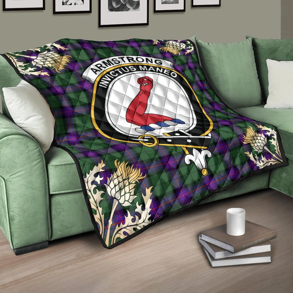 Armstrong Modern Tartan Crest Premium Quilt - Gold Thistle Style