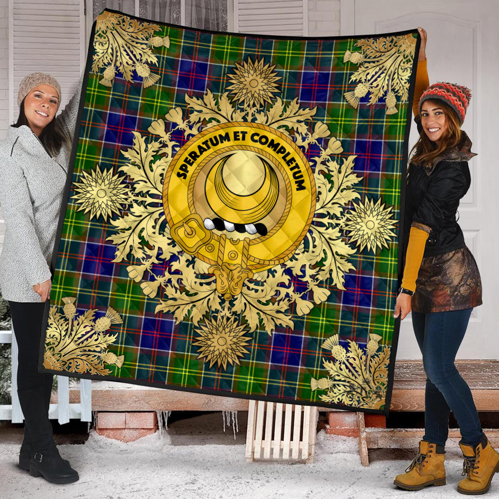 Arnott Tartan Crest Premium Quilt - Gold Thistle Style