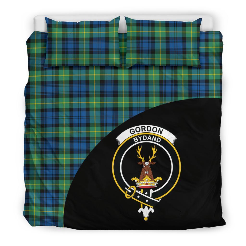 Gordon Ancient Family Tartan Crest Wave Style Bedding Set