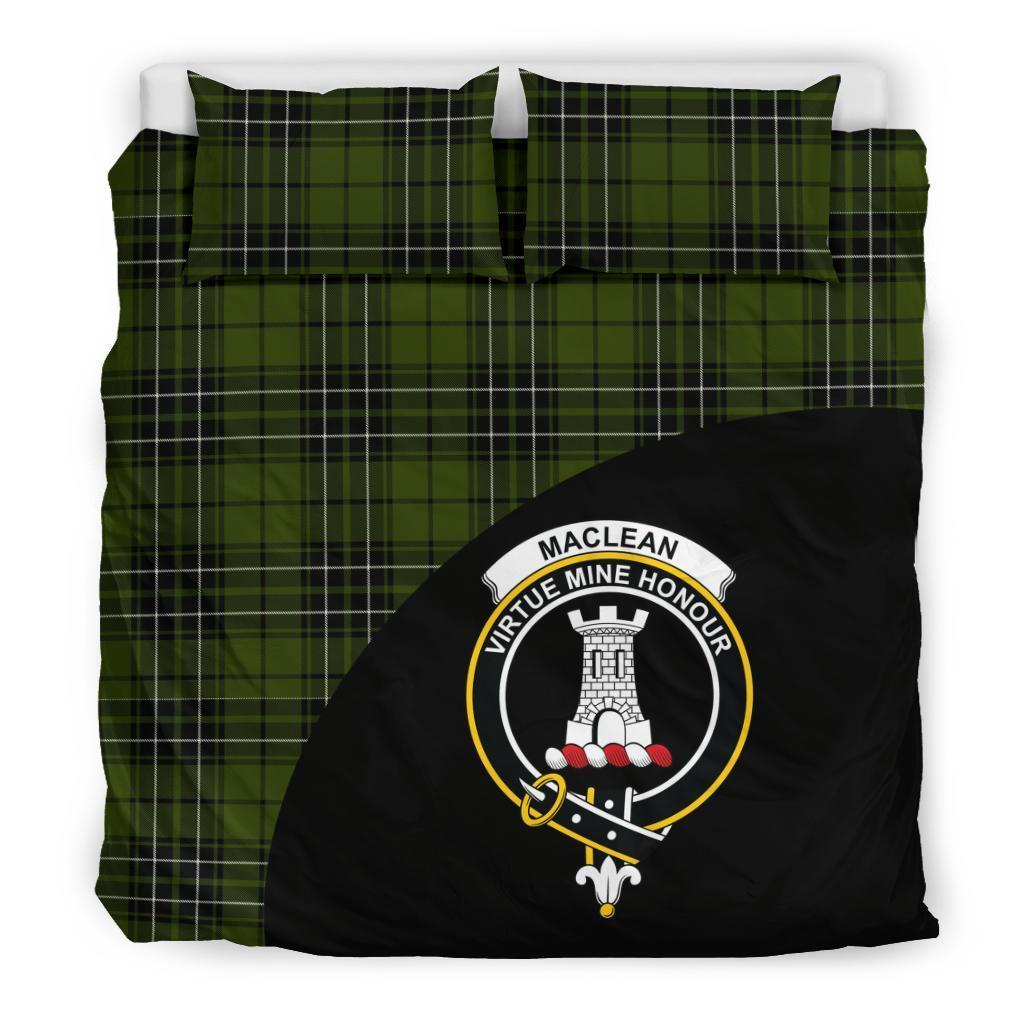 MacLean Hunting Family Tartan Crest Wave Style Bedding Set