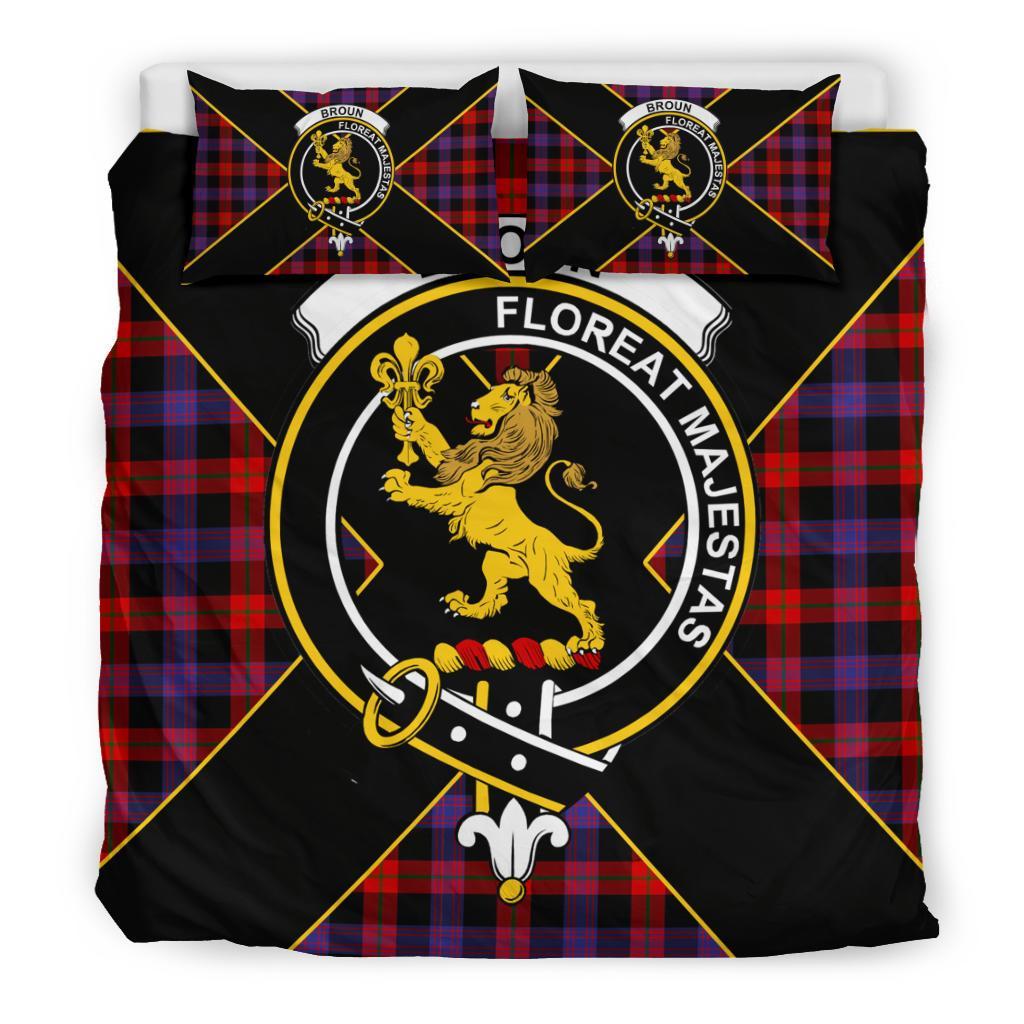 Broun Tartan Crest Bedding Set - Luxury Style