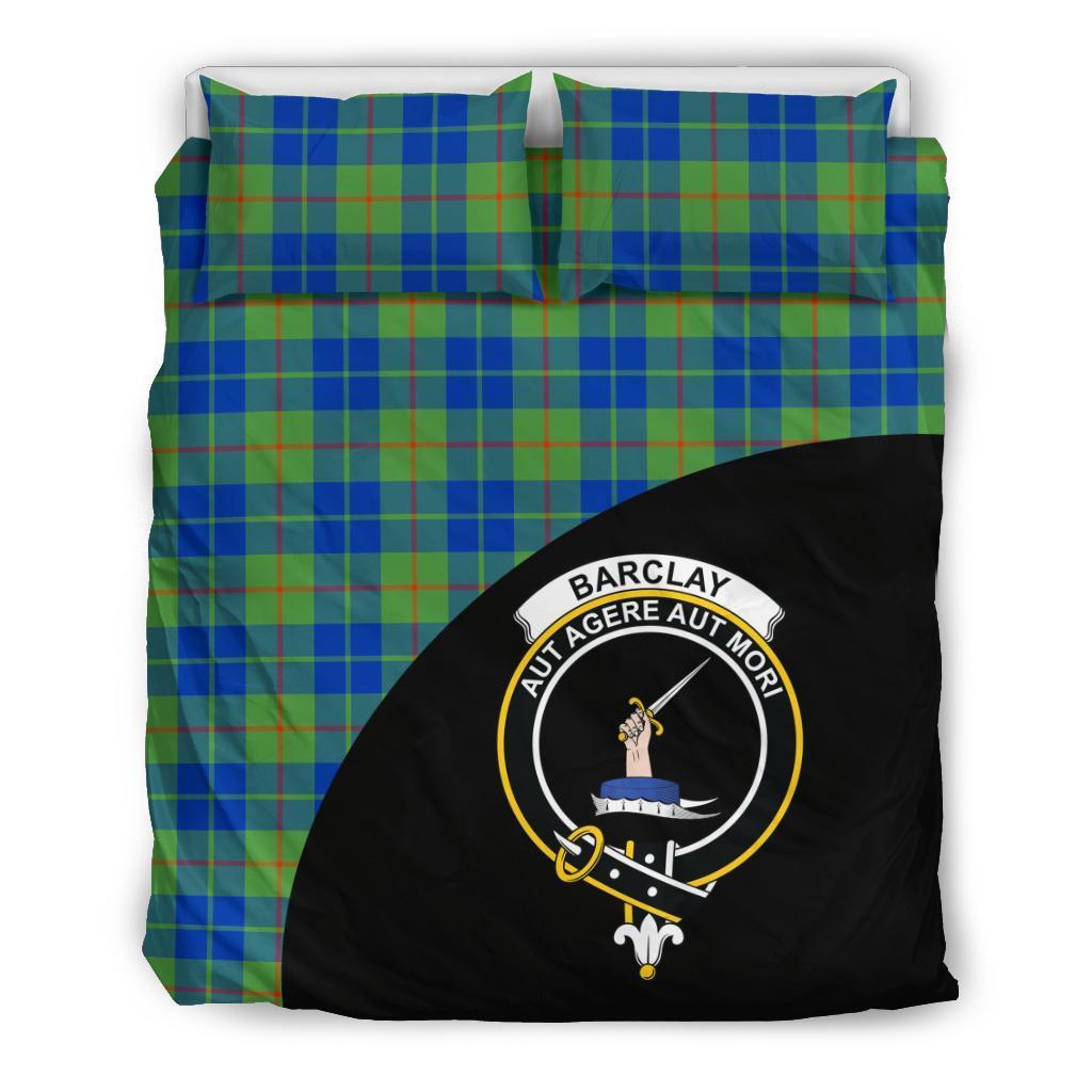 Barclay Hunting Ancient Family Tartan Crest Wave Style Bedding Set