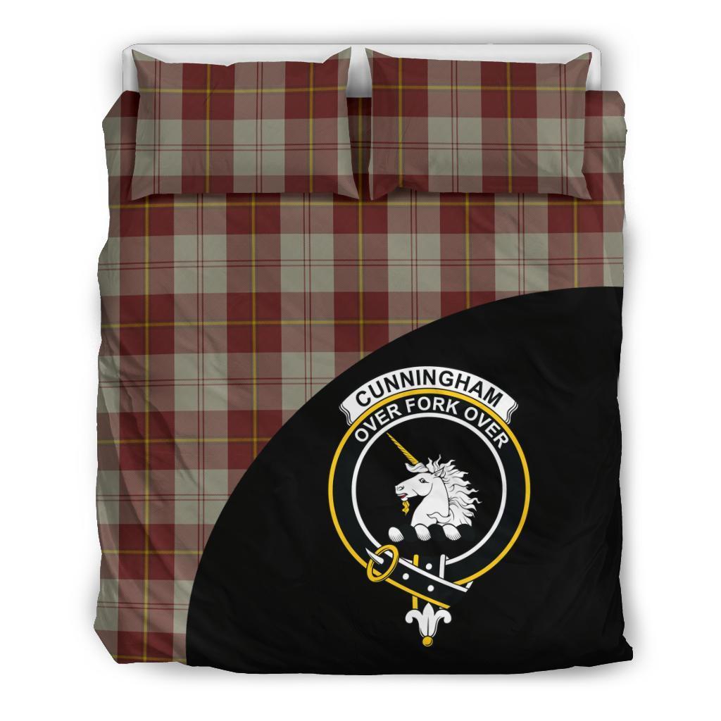 Cunningham Burgundy Dancers Family Tartan Wave Style Bedding Set