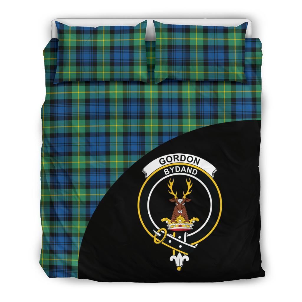 Gordon Ancient Family Tartan Crest Wave Style Bedding Set