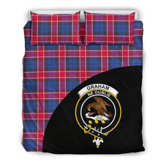 Graham of Menteith Red Family Tartan Crest Wave Style Bedding Set