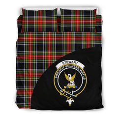 Stewart Black Tartan Crest Wave Style Bedding Set