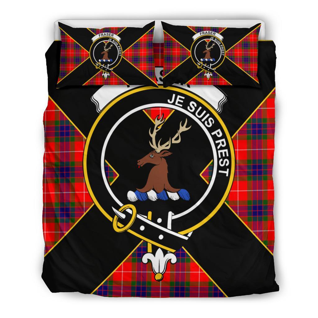 Fraser (of Lovat) Tartan Crest Bedding Set - Luxury Style