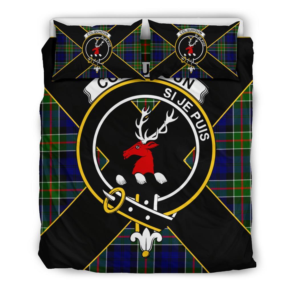 Colquhoun Tartan Crest Bedding Set - Luxury Style