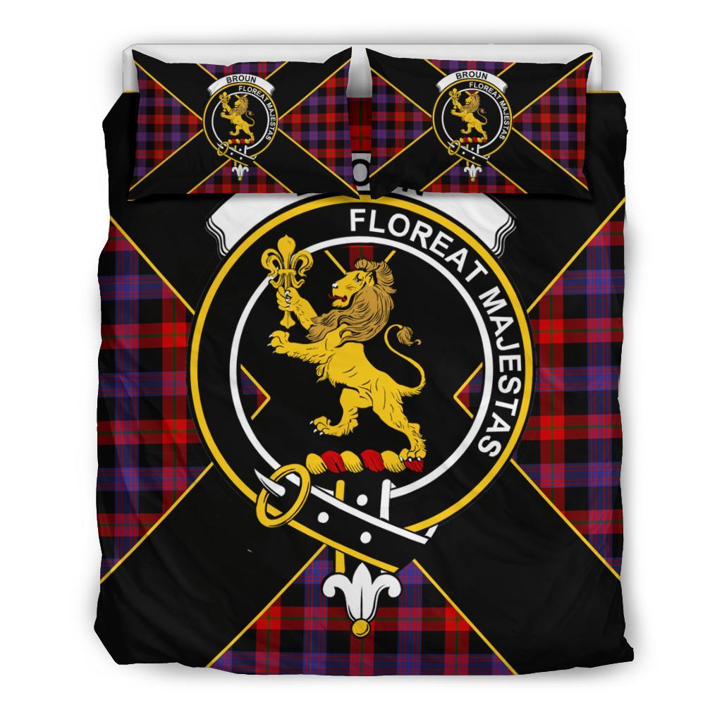 Broun Tartan Crest Bedding Set - Luxury Style