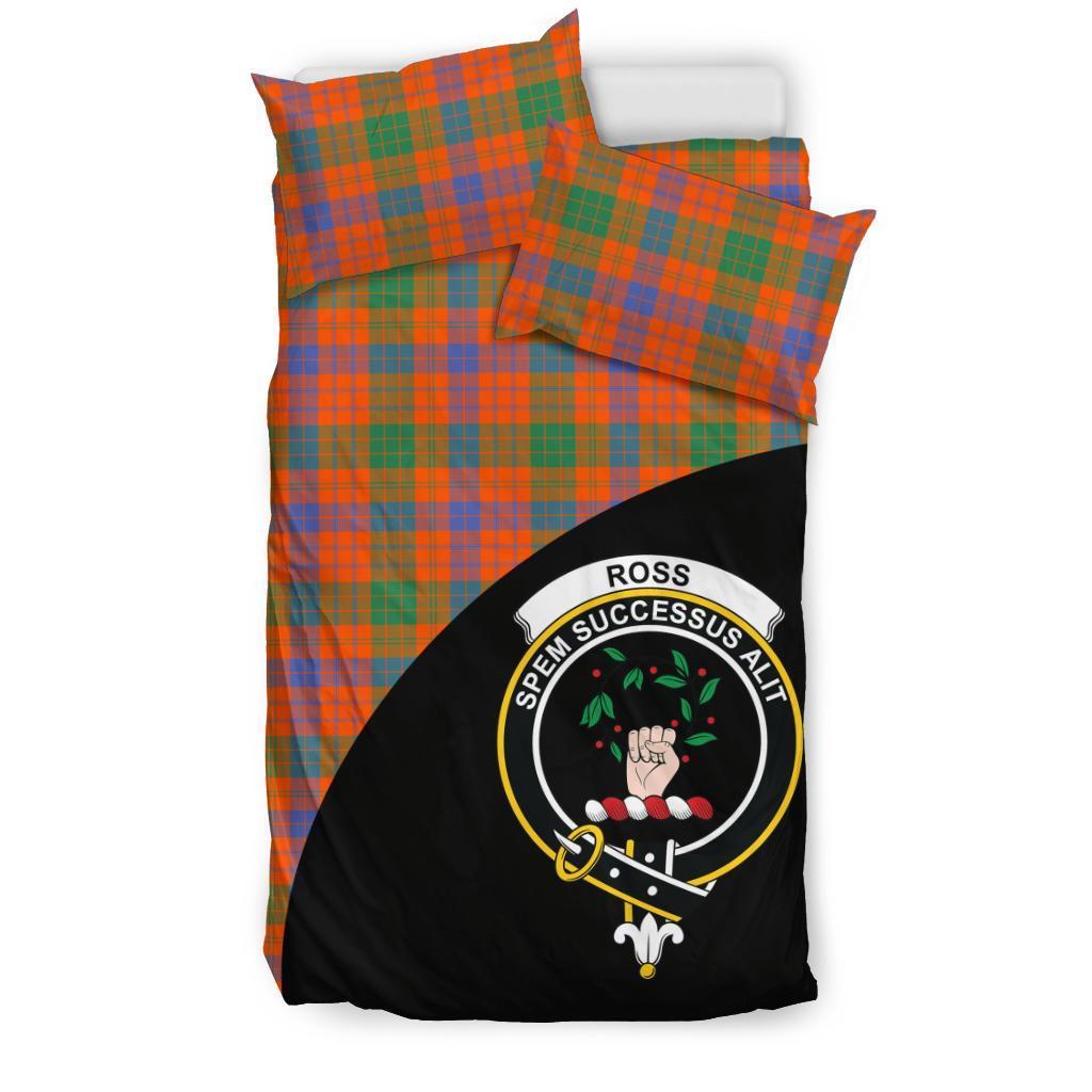 Ross Ancient Family Tartan Crest Wave Style Bedding Set