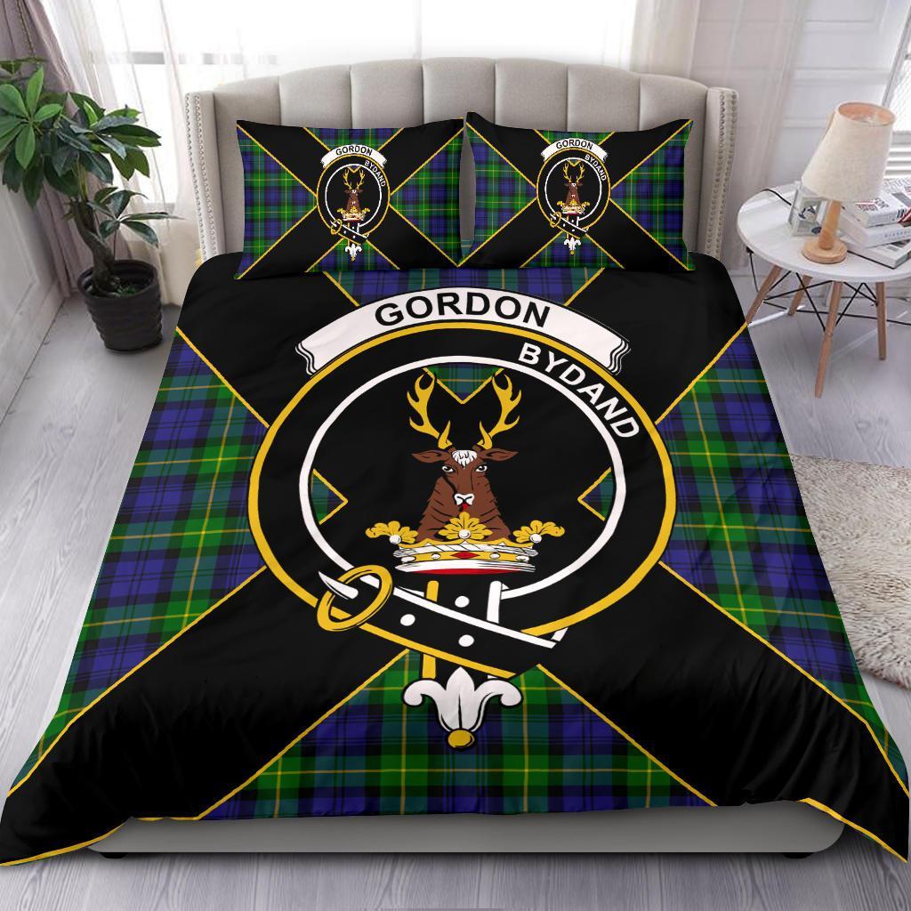 Gordon Tartan Crest Bedding Set - Luxury Style