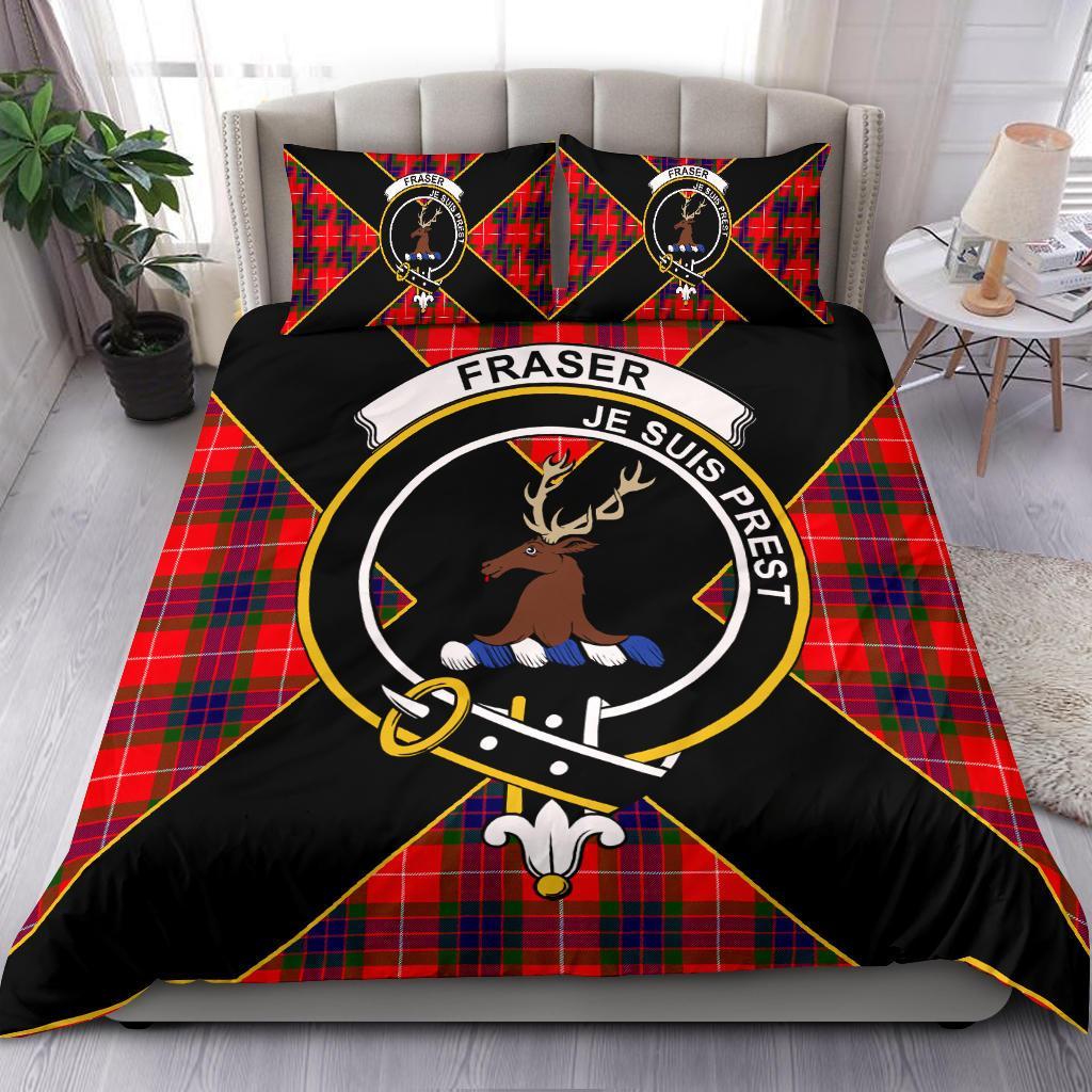 Fraser (of Lovat) Tartan Crest Bedding Set - Luxury Style