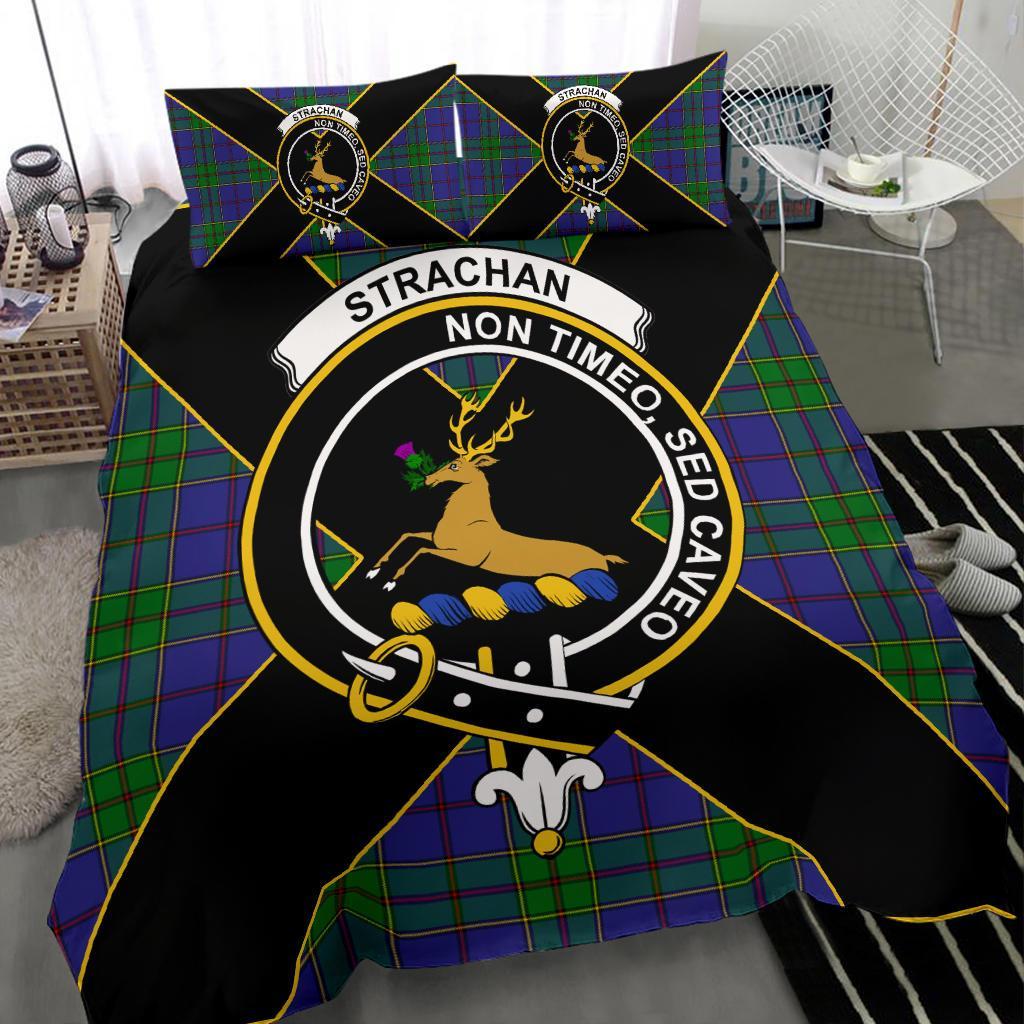 Strachan Tartan Crest Bedding Set - Luxury Style