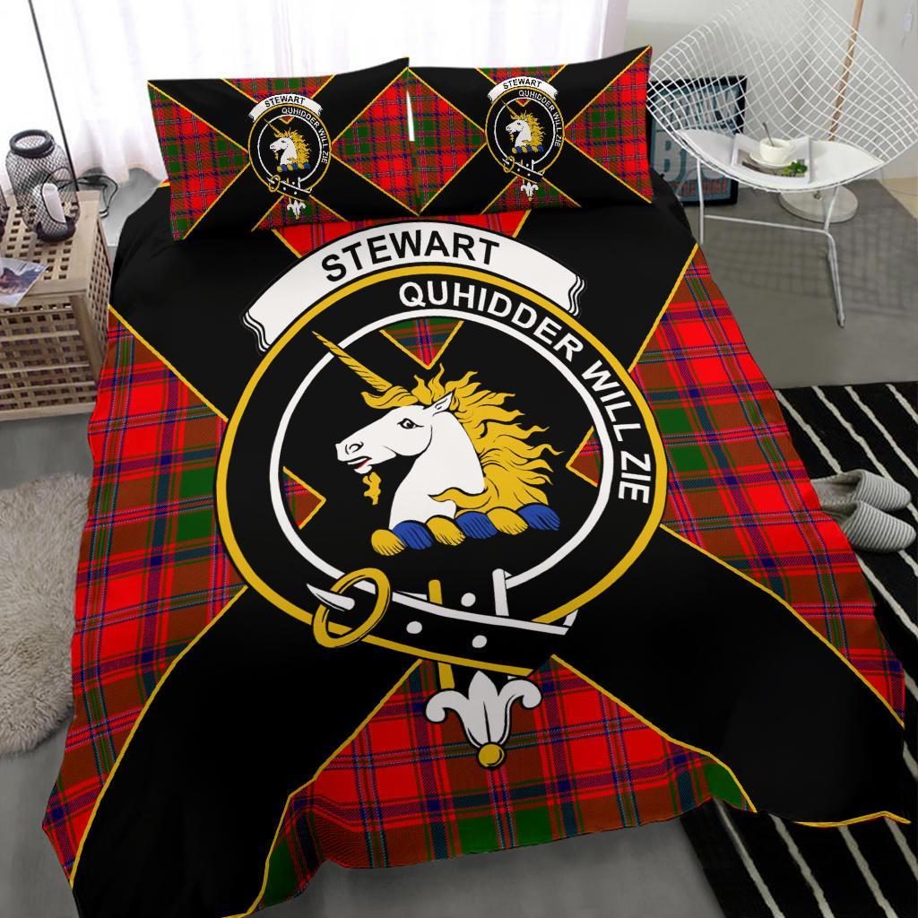 Stewart (of Appin) Tartan Crest Bedding Set - Luxury Style