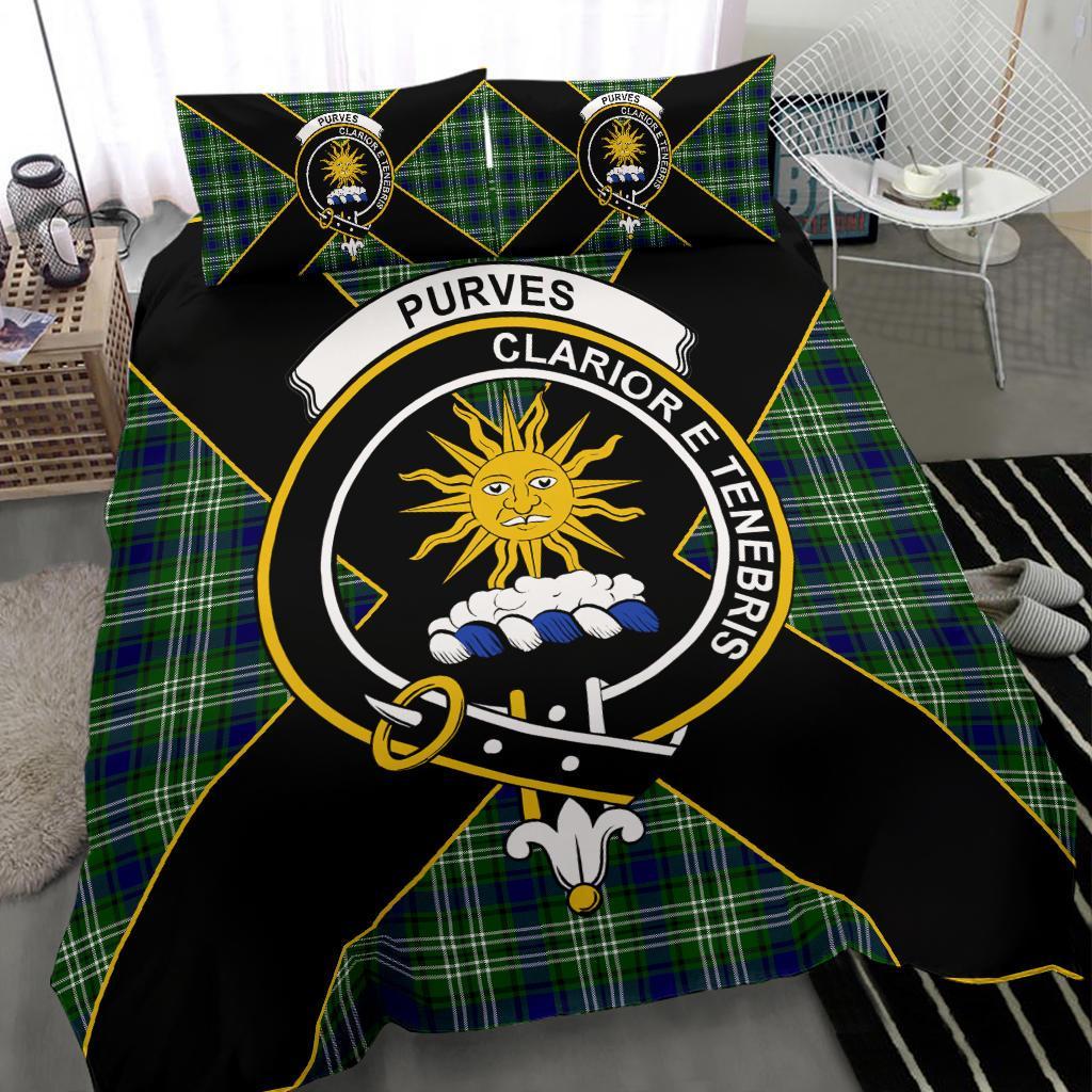 Purves Tartan Crest Bedding Set - Luxury Style