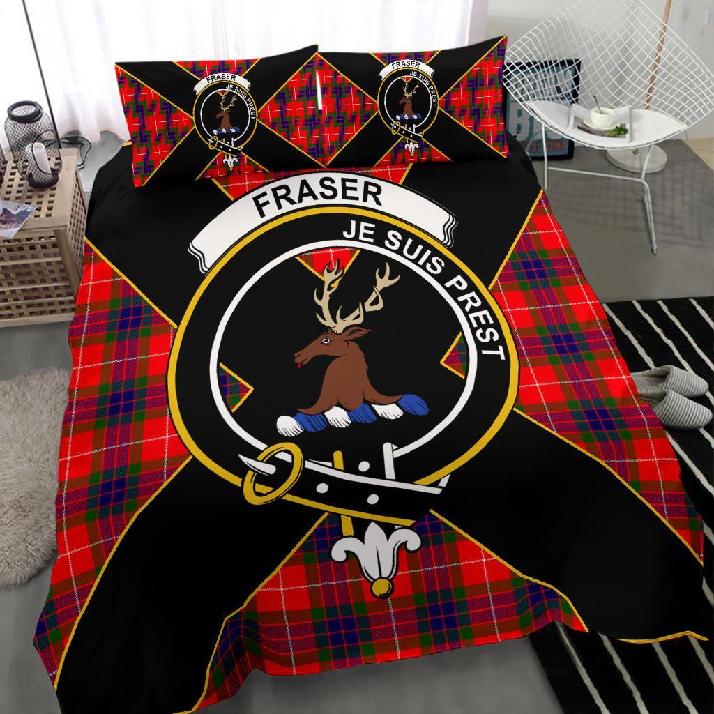 Fraser (of Lovat) Tartan Crest Bedding Set - Luxury Style