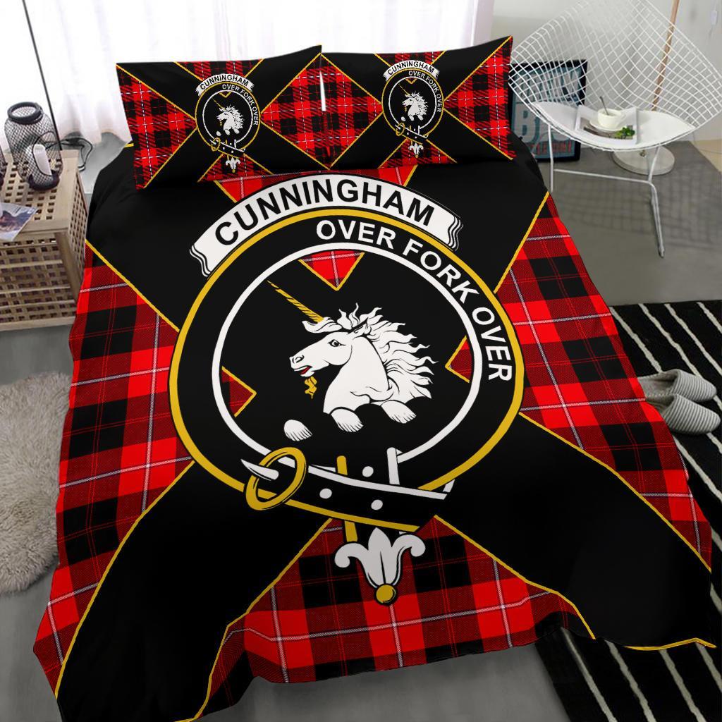 Cunningham Tartan Crest Bedding Set - Luxury Style