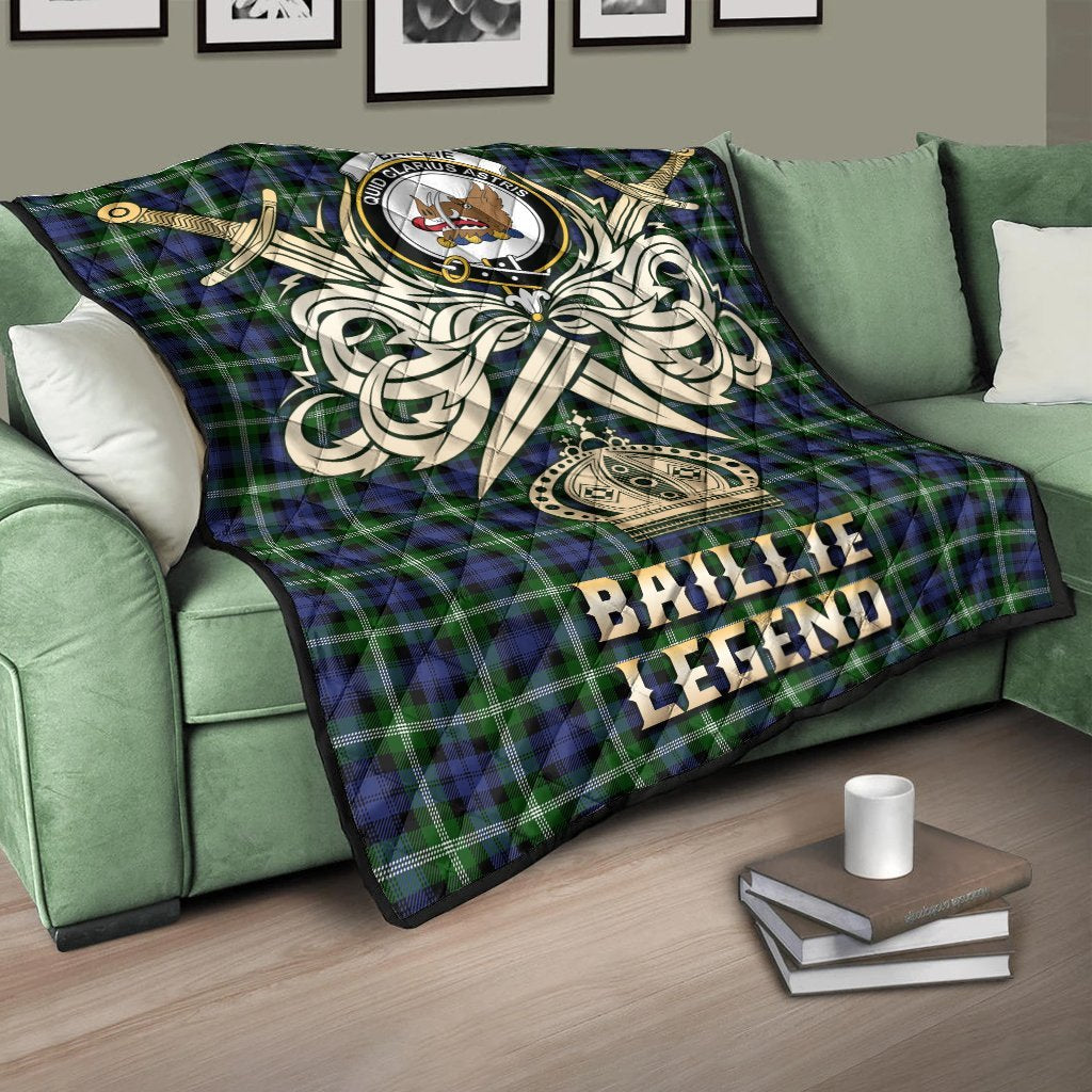 Baillie Modern Tartan Crest Legend Gold Royal Premium Quilt