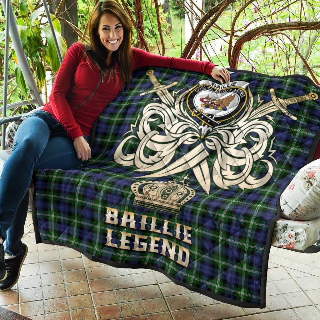 Baillie Modern Tartan Crest Legend Gold Royal Premium Quilt