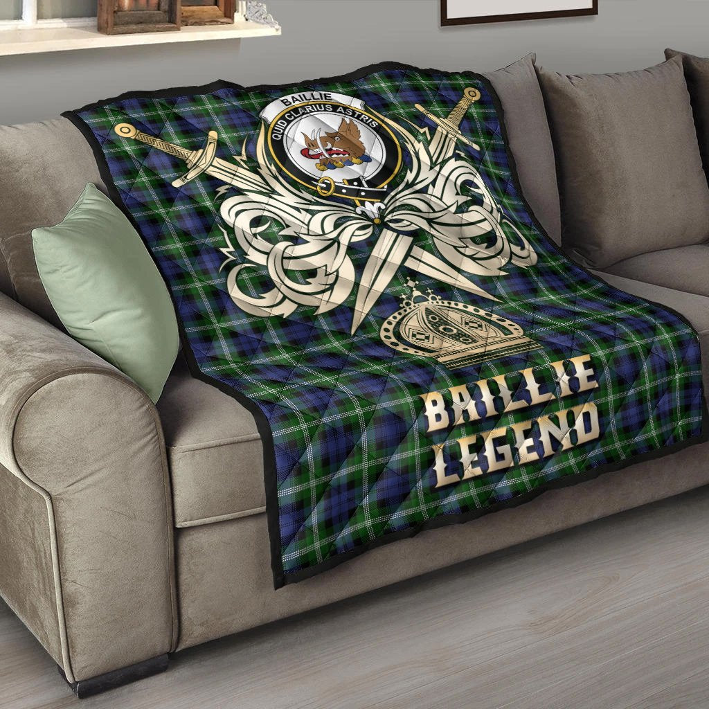 Baillie Modern Tartan Crest Legend Gold Royal Premium Quilt