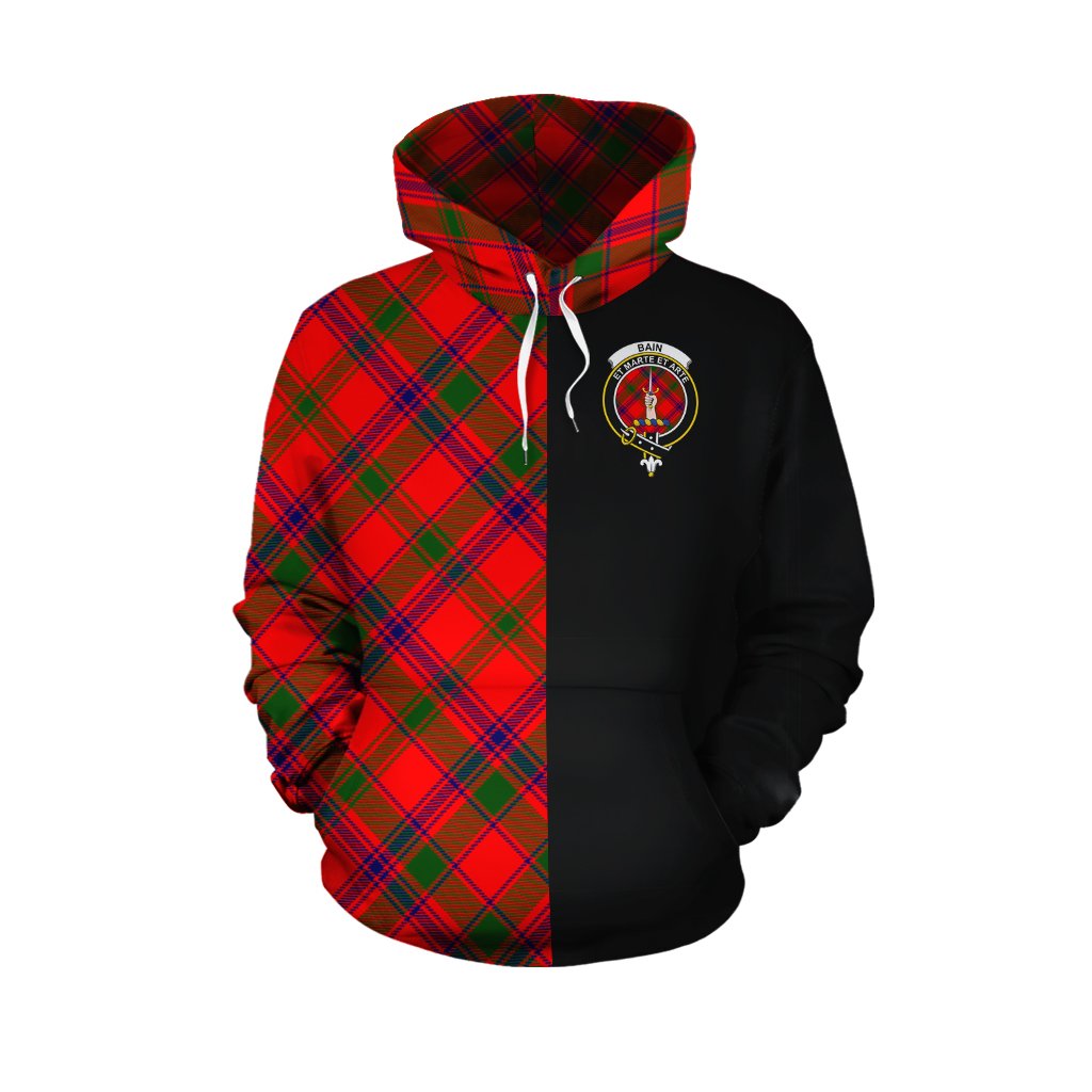 Bain Tartan Hoodie Half of Me - Cross Style