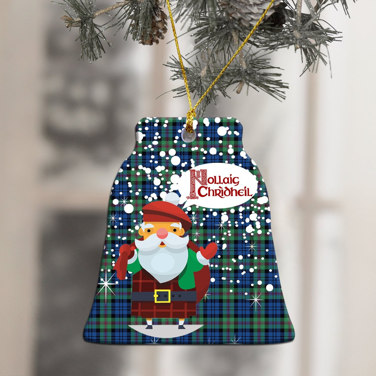 Baird Ancient Tartan Christmas Ceramic Ornament - Santa Style