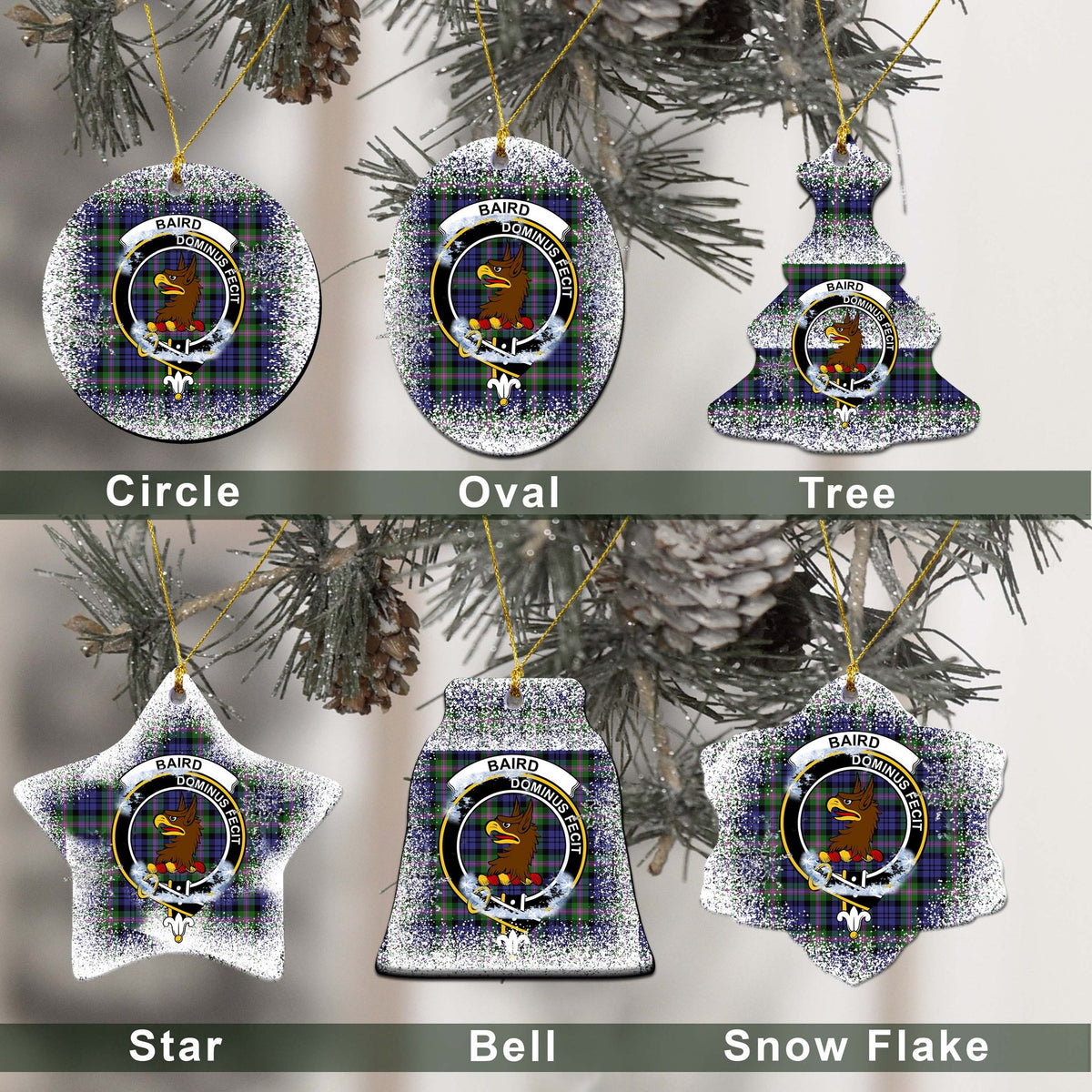 Baird Tartan Christmas Ceramic Ornament - Snow Style