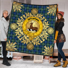 Baird Ancient Tartan Crest Premium Quilt - Gold Thistle Style