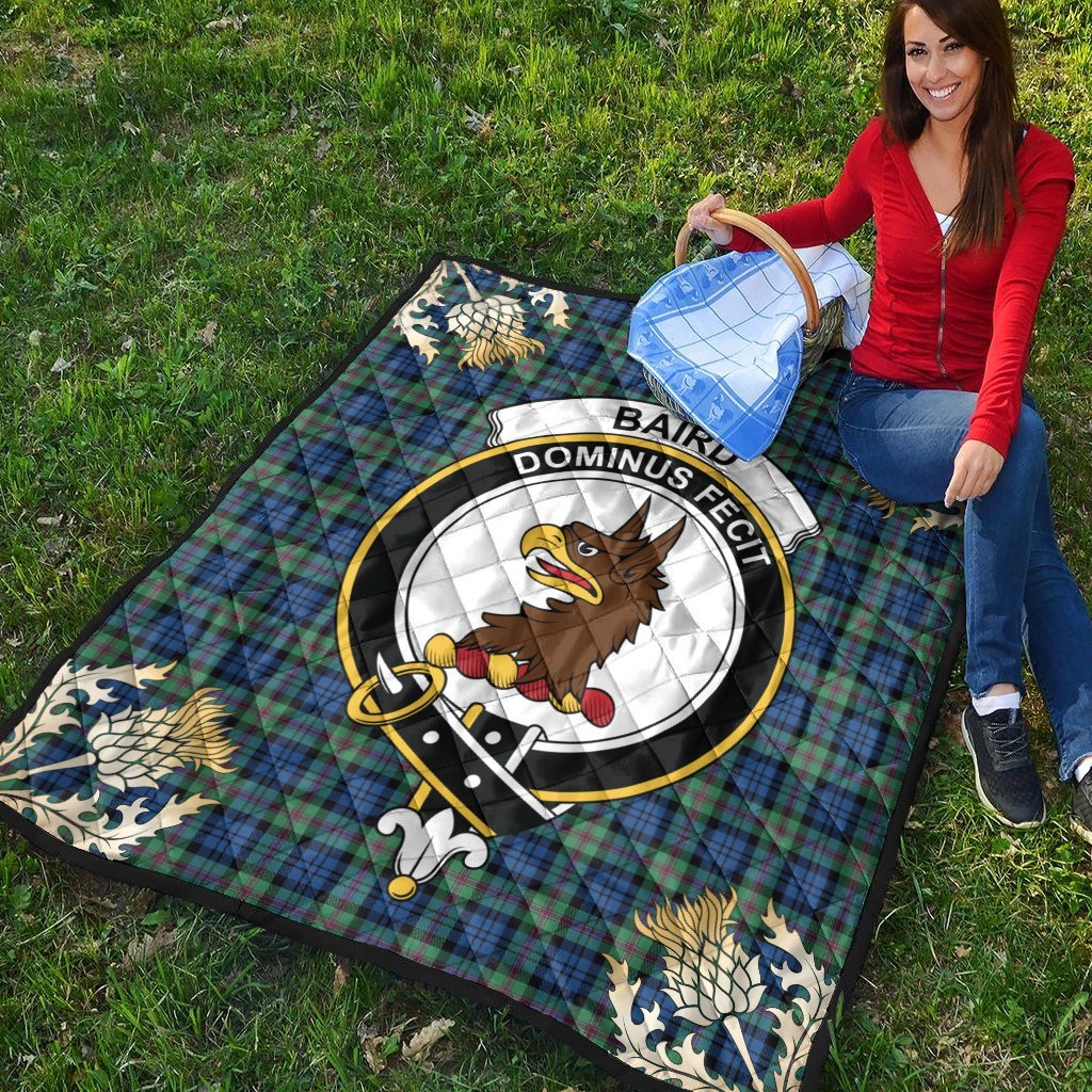 Baird Ancient Tartan Crest Premium Quilt - Gold Thistle Style