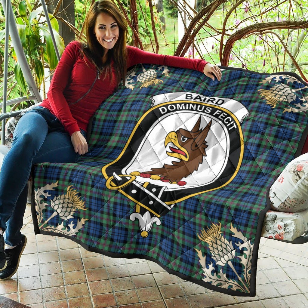 Baird Ancient Tartan Crest Premium Quilt - Gold Thistle Style