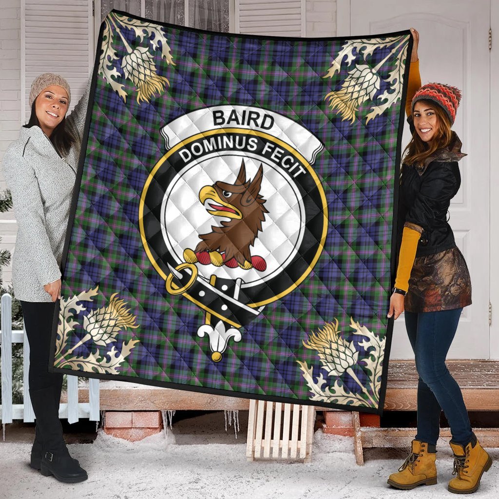 Baird Modern Tartan Crest Premium Quilt - Gold Thistle Style