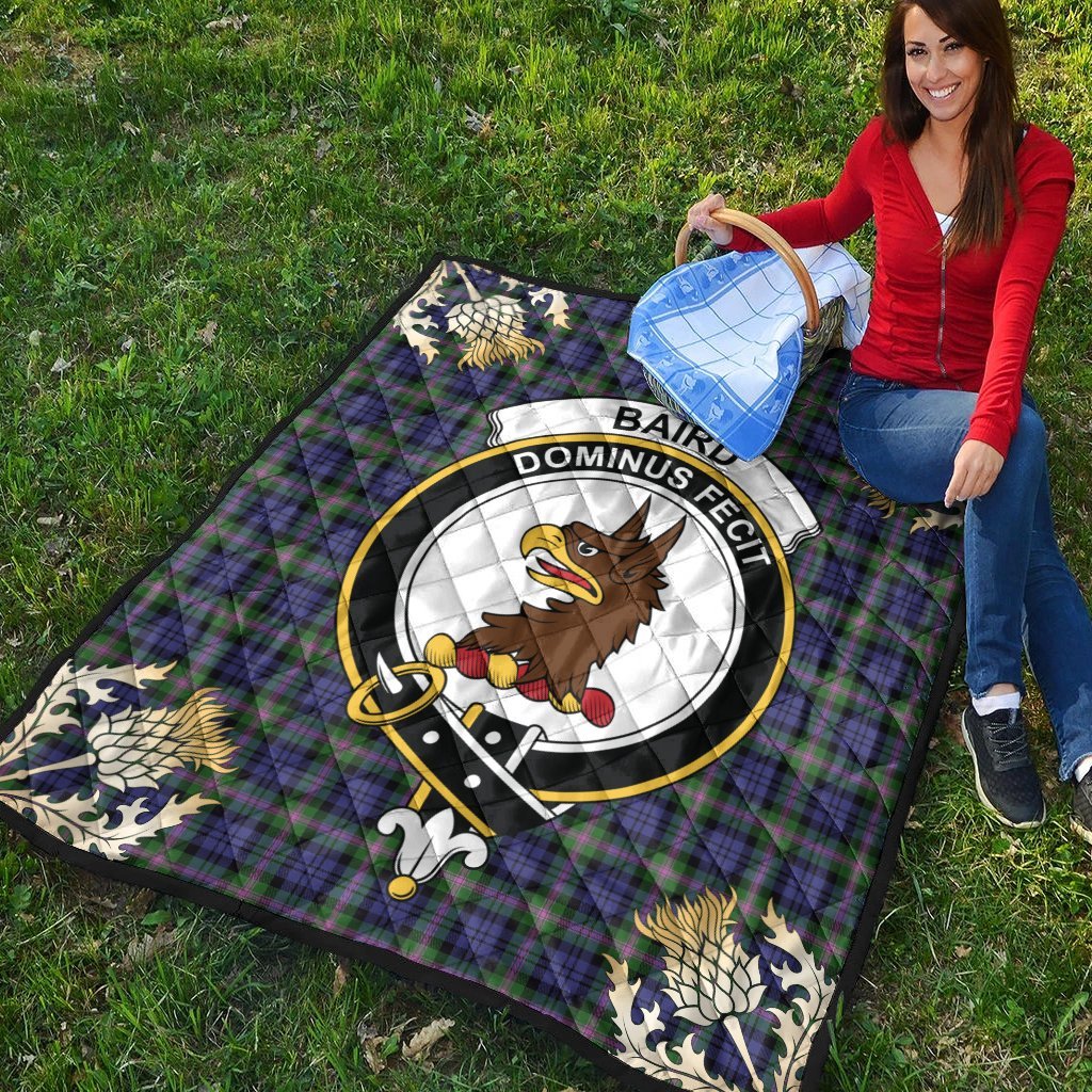 Baird Modern Tartan Crest Premium Quilt - Gold Thistle Style