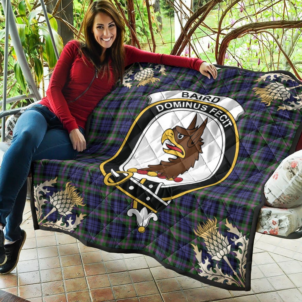 Baird Modern Tartan Crest Premium Quilt - Gold Thistle Style