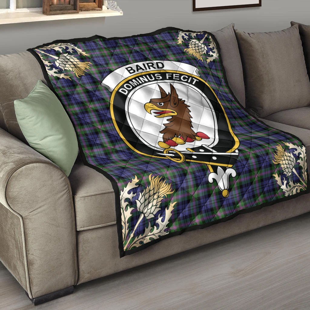 Baird Modern Tartan Crest Premium Quilt - Gold Thistle Style