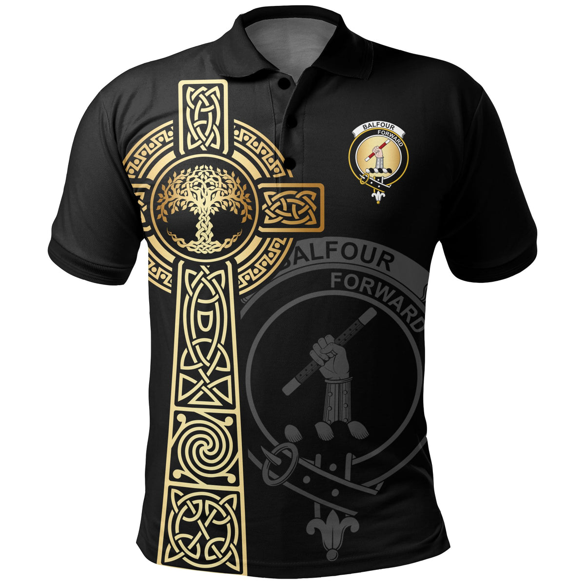 Balfour Clan Unisex Polo Shirt - Celtic Tree Of Life