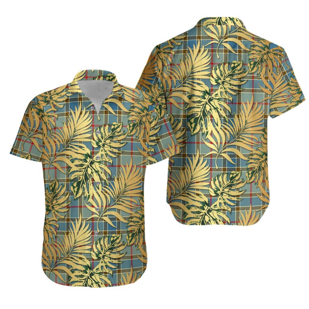 Balfour Blue Tartan Vintage Leaves Hawaiian Shirt